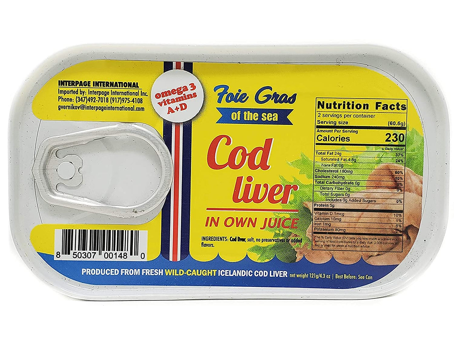 Foie Gras of the Sea Icelandic Cod Liver In Own Oil 4.3 oz.