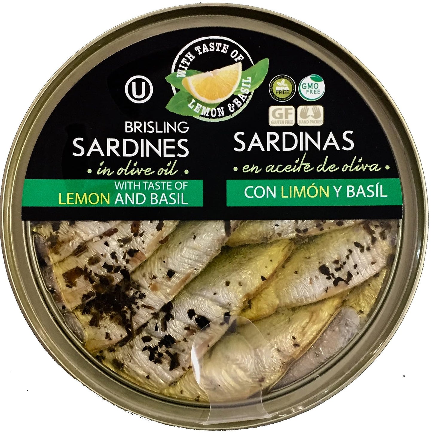 Grilled Catch Wild Caught Brisling Sardines in Olive Oil with Lemon & Basil 5.6-Ounce Can