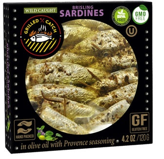 Grilled Catch Wild Caught Brisling Sardines in olive oil with Provence Seasoning, 4.2 Ounce