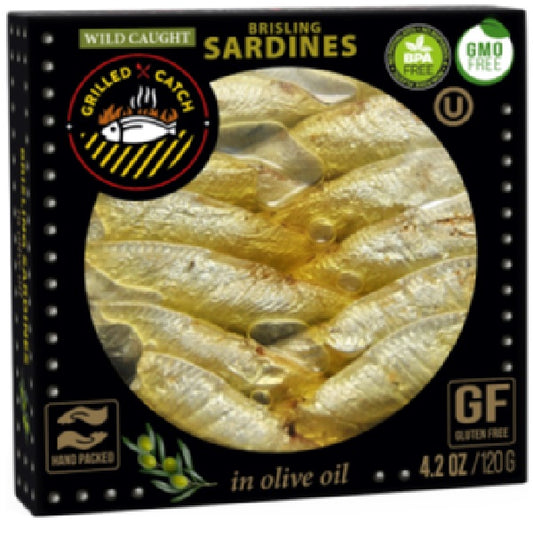 Grilled Catch Wild Caught Brisling Sardines in Olive Oil, 4.2 Ounce
