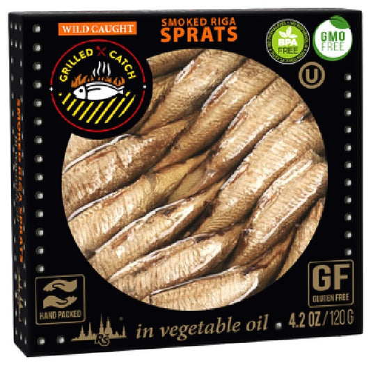 Grilled Catch Smoked Riga Sprats in olive oil, 4.2 Ounce
