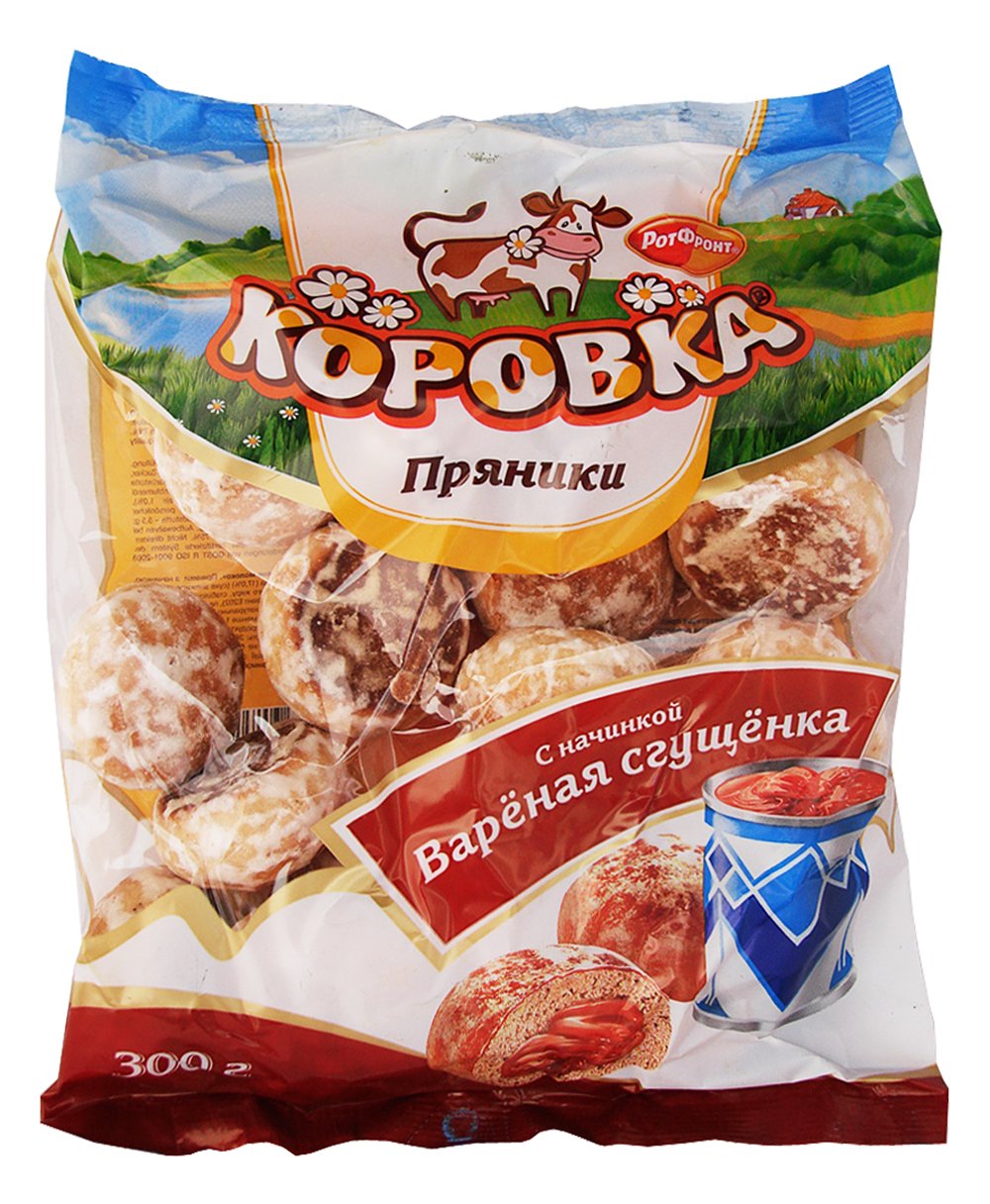 Imported Russian Soft Gingerbread Prianiki Korovka with Condensed Milk Filling by Rot Front - Set of 2-10.58oz / 300g